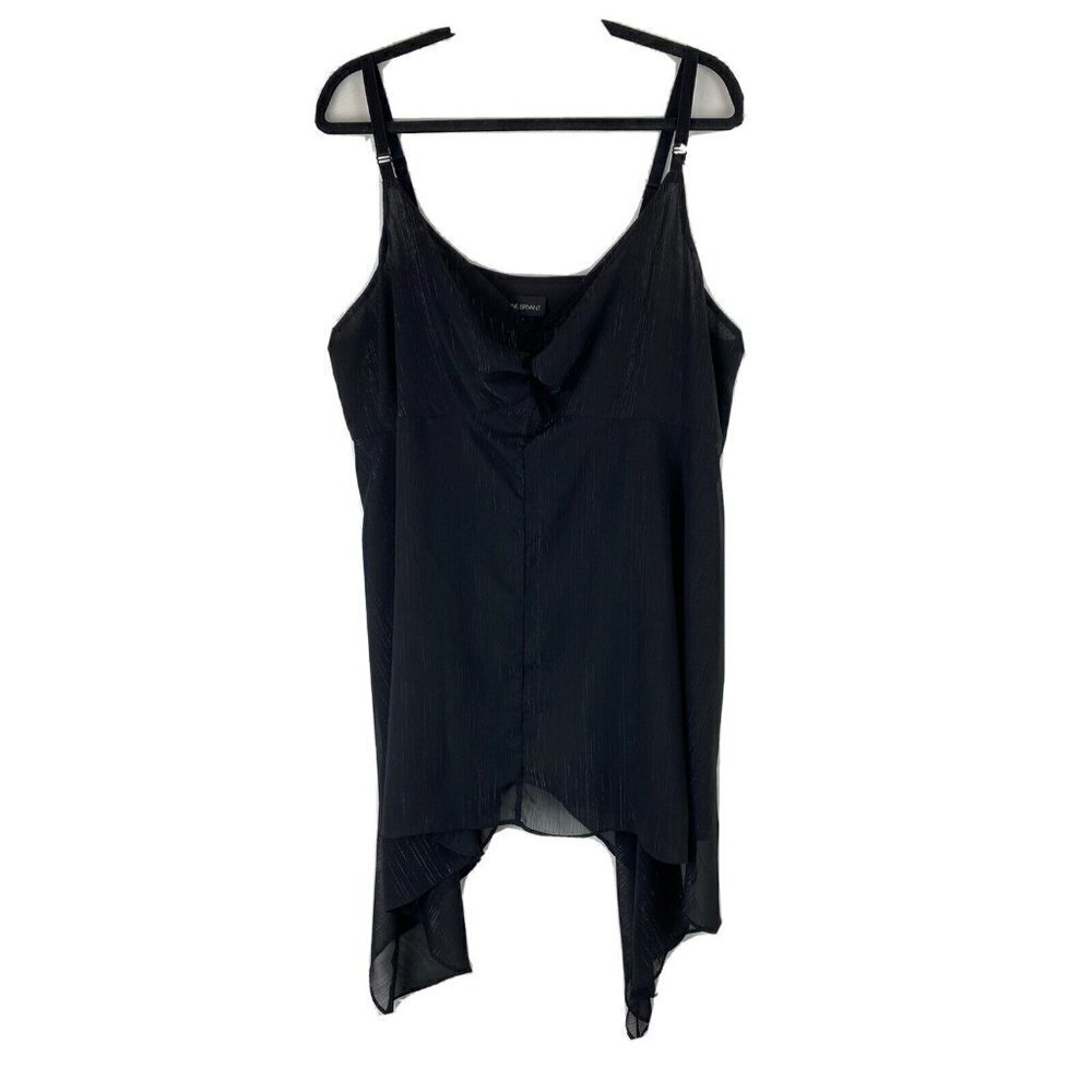 Lane Bryant Womens Top Size 22 Black Sharkbite Asymmetrical Hem Shimmer Blouse